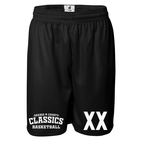 CLASSICS - 9-INCH PERSONALIZED BASKETBALL SHORTS - JERSEY NUMBER LEFT LEG & LOGO RIGHT LEG Thumbnail