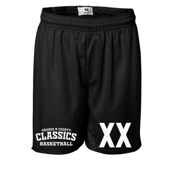 CLASSICS - 7-INCH PERSONALIZED BASKETBALL SHORTS - JERSEY NUMBER LEFT LEG & LOGO RIGHT LEG Thumbnail